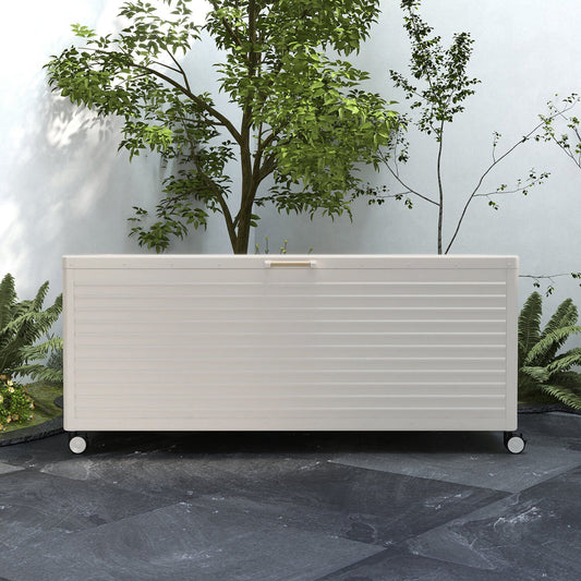 🎁Limited time promotion--Buy One Get One Free🎁Extra-Large 281-Gal Metal Deck Box – Lockable Wheels for Patio & Garden Storage