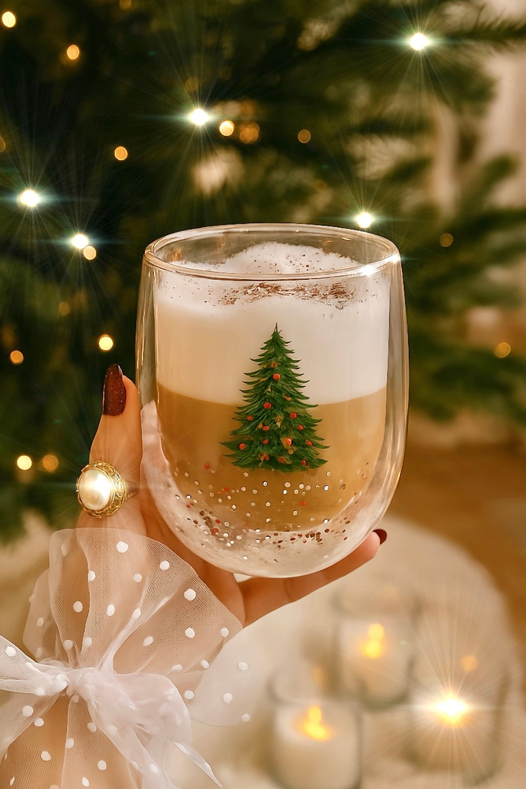 Christmas Confetti Glass Cup Set of 2