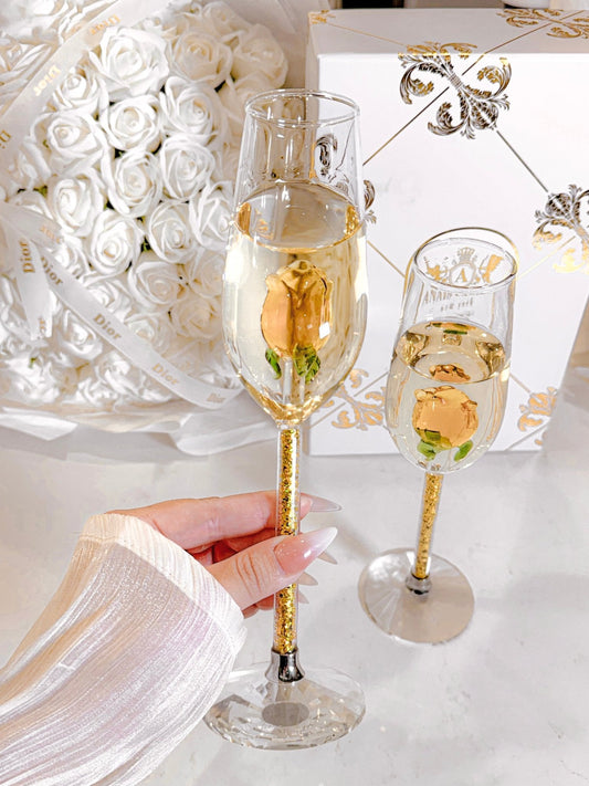 Golden La Vie En Rose Champagne Glass Set of 2™️