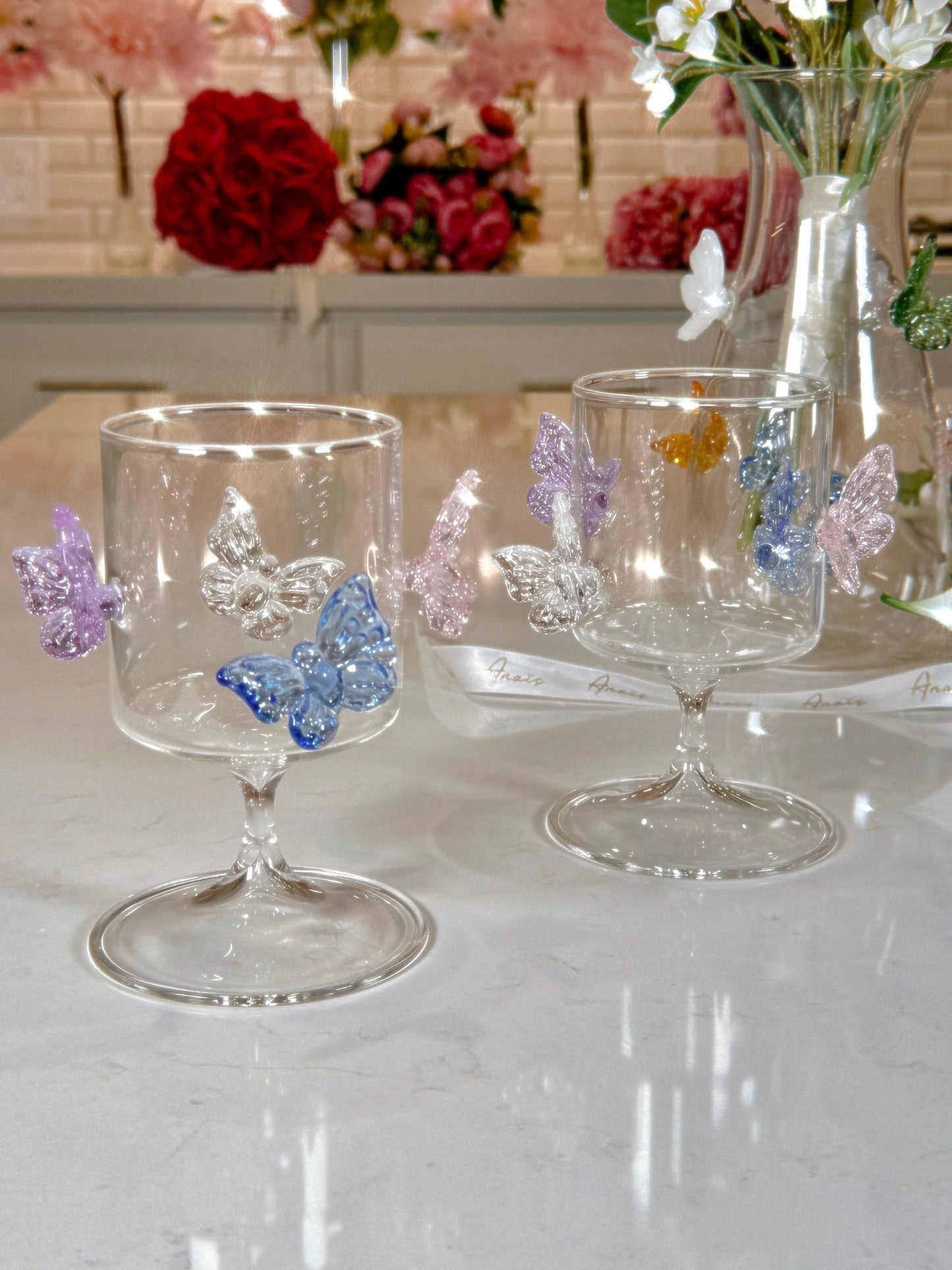 Butterfly Euphoria Wine Glass Cup Set of 2