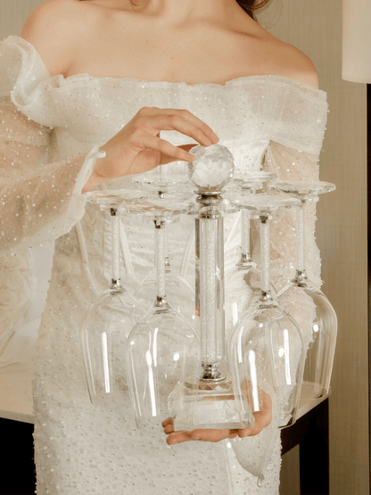 Luxurious Crystal Wine Glass Cups With Carousel Holder