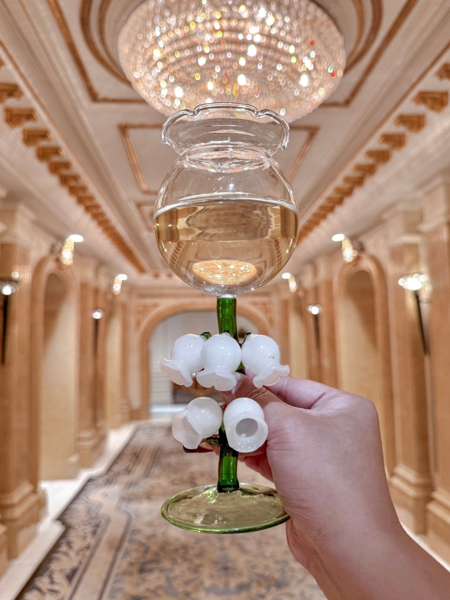 ‘Lily of the Valley’ Sculpted Wine Glass Set Of 2 - Handmade