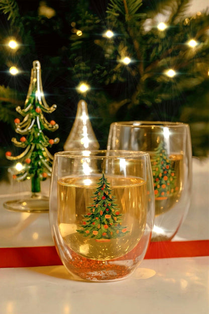 Christmas Confetti Glass Cup Set of 2