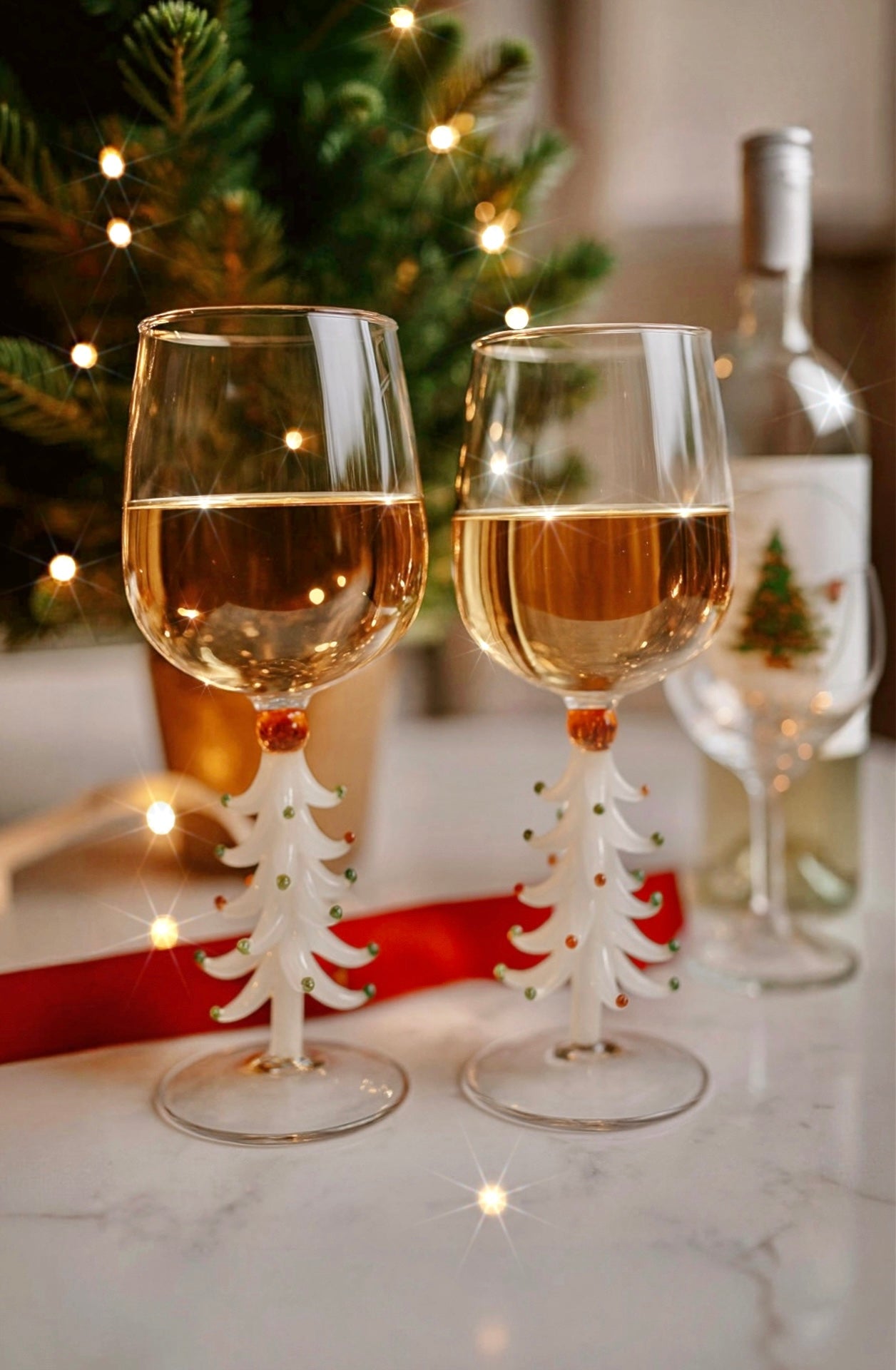 Merry Christmas Wine Flute Set of 2 in White