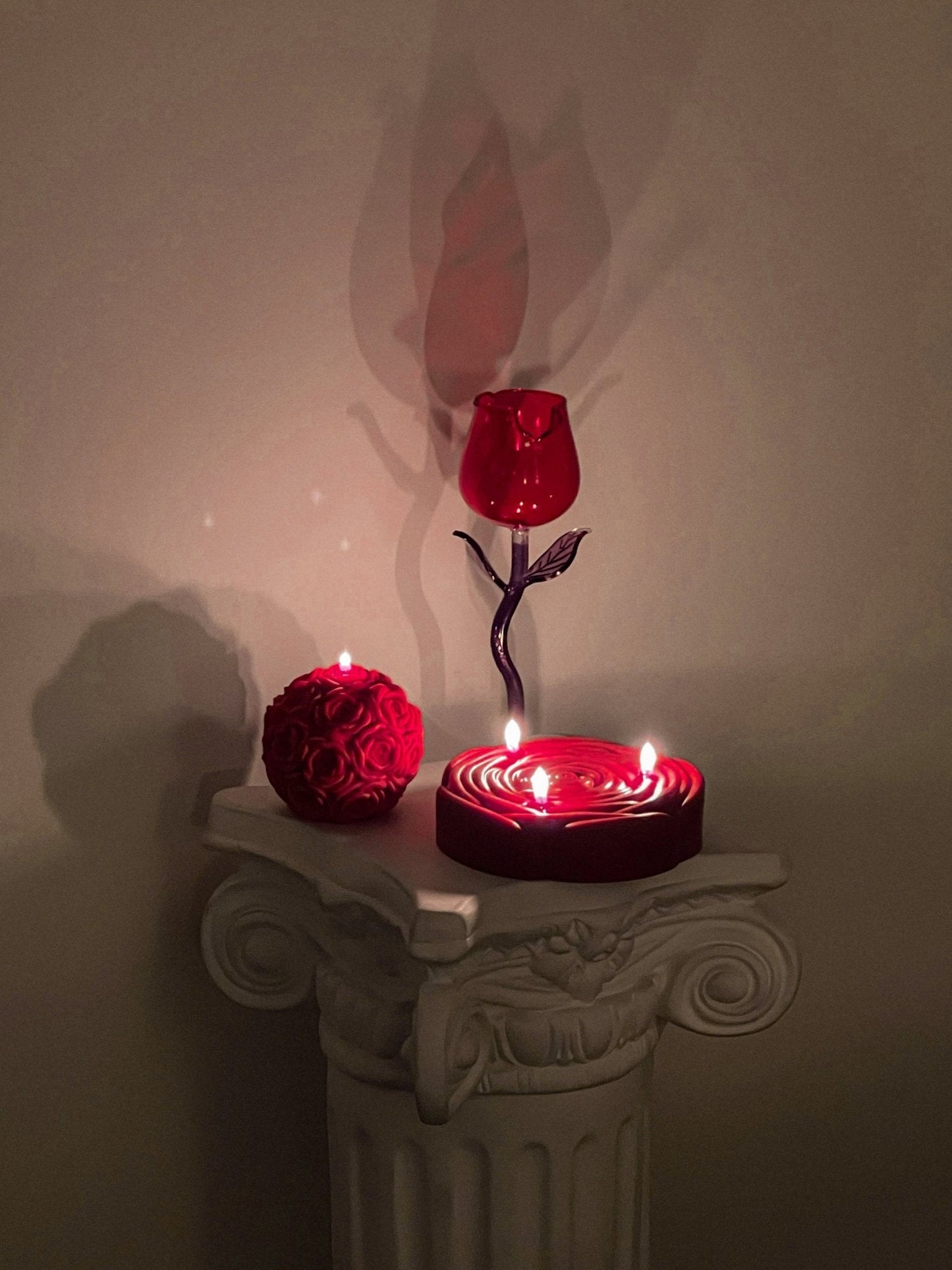 Rose For Rosé Glass Cup in Red Set of (2) - Handcrafted