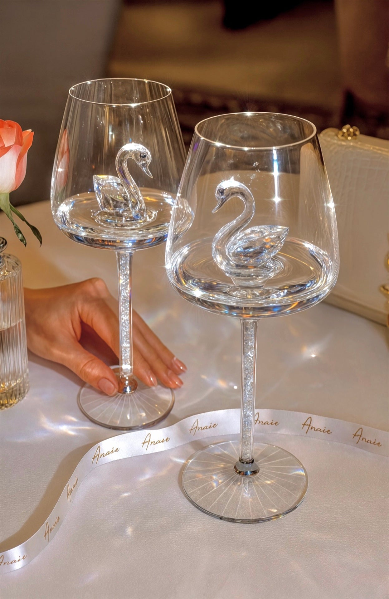 Crystal Swan’s Promise Wine Glass Cup Set of 2