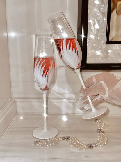 Feather Bliss Champagne Flute Set of 2 - Exclusive Design