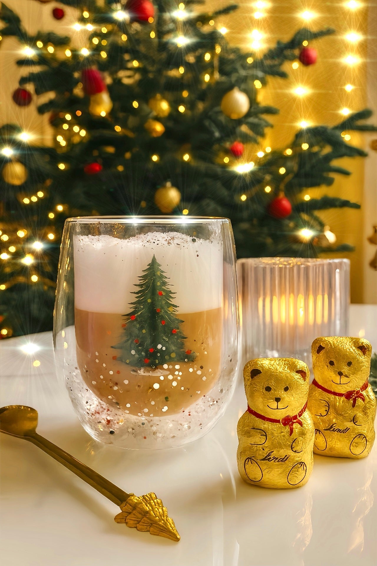Christmas Confetti Glass Cup Set of 2