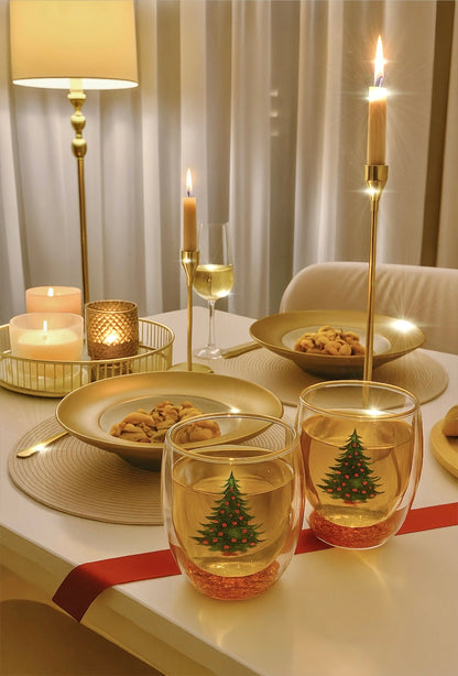 Christmas Confetti Glass Cup Set of 2