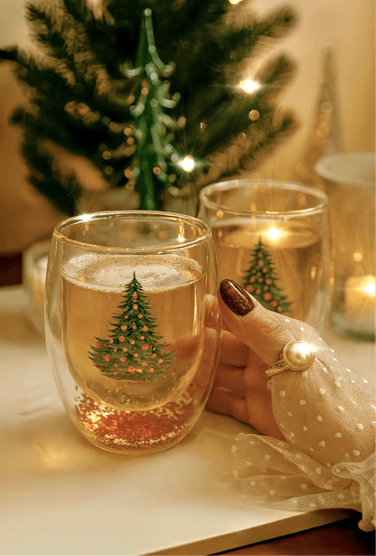 Christmas Confetti Glass Cup Set of 2