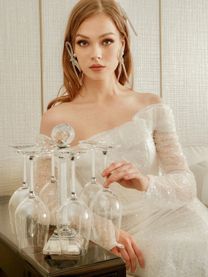 Luxurious Crystal Wine Glass Cups With Carousel Holder
