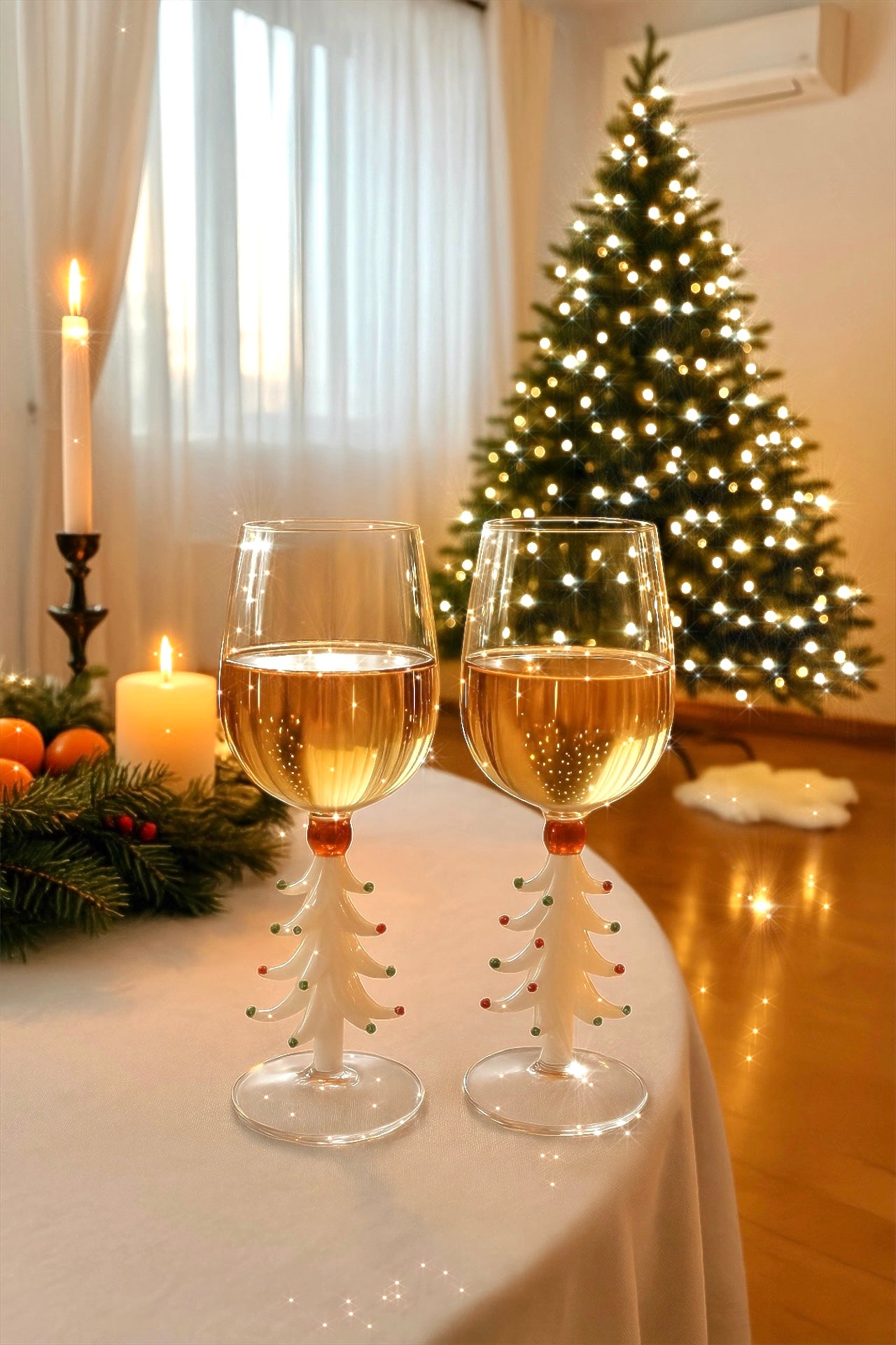 Merry Christmas Wine Flute Set of 2 in White
