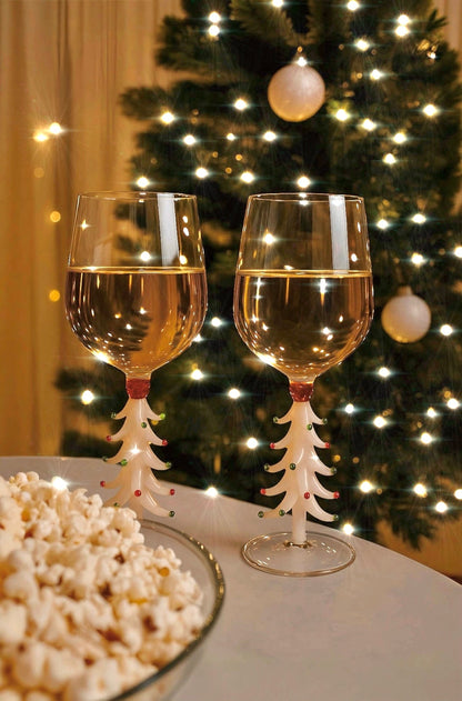 Merry Christmas Wine Flute Set of 2 in White