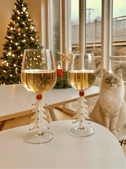 Merry Christmas Wine Flute Set of 2 in White