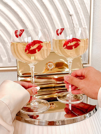‘Kiss Me, If You Adore Me’ Glass Cup Set of 2