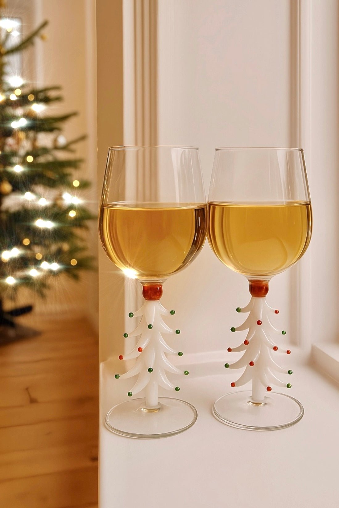 Merry Christmas Wine Flute Set of 2 in White