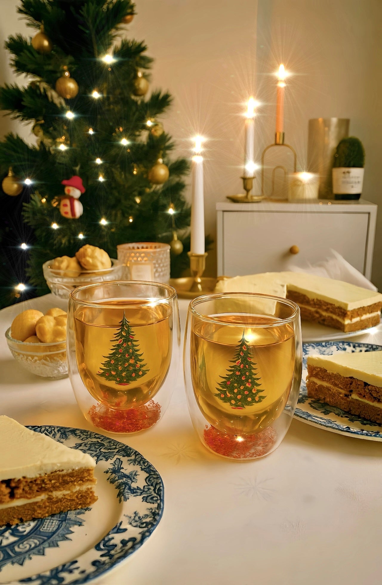 Christmas Confetti Glass Cup Set of 2