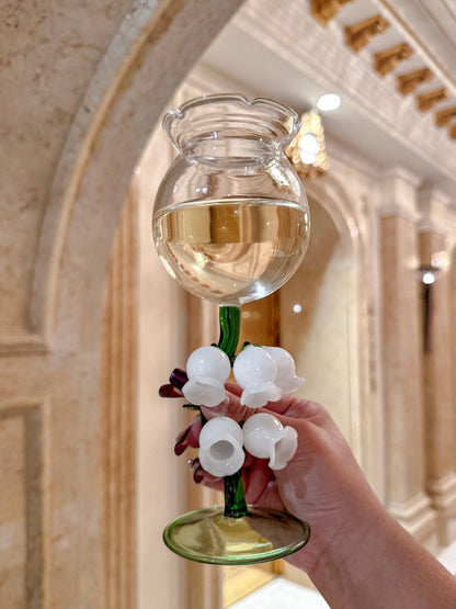 ‘Lily of the Valley’ Sculpted Wine Glass Set Of 2 - Handmade