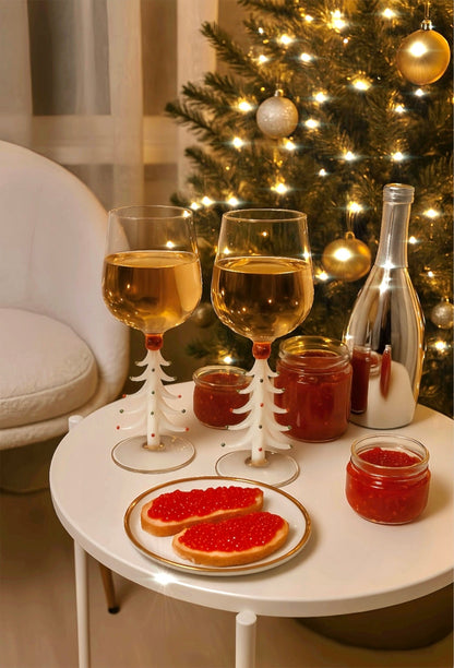 Merry Christmas Wine Flute Set of 2 in White