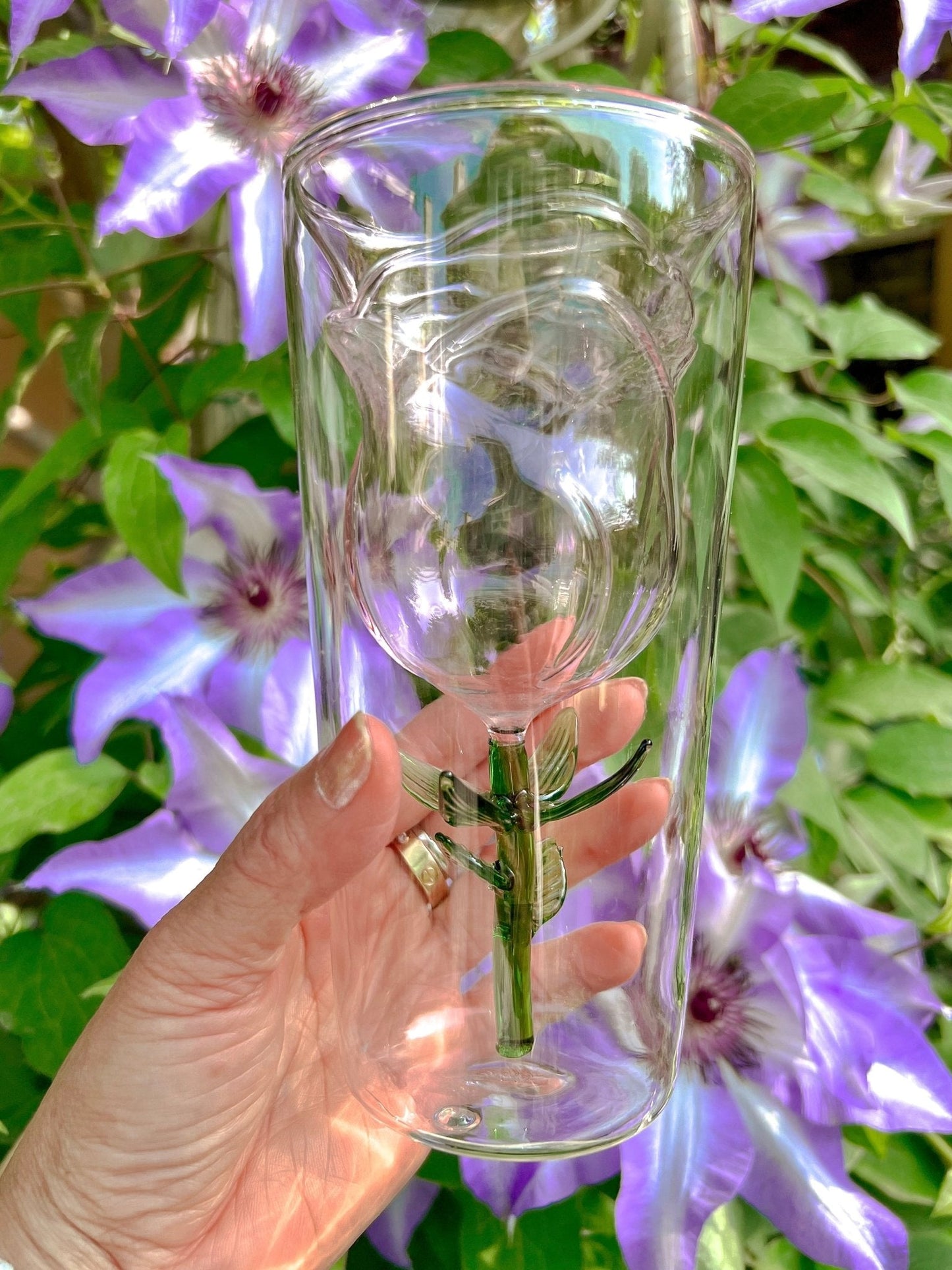 Enchanted Rose Glass Cup Set of 2