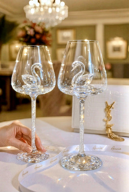 Crystal Swan’s Promise Wine Glass Cup Set of 2