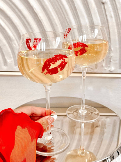 ‘Kiss Me, If You Adore Me’ Glass Cup Set of 2