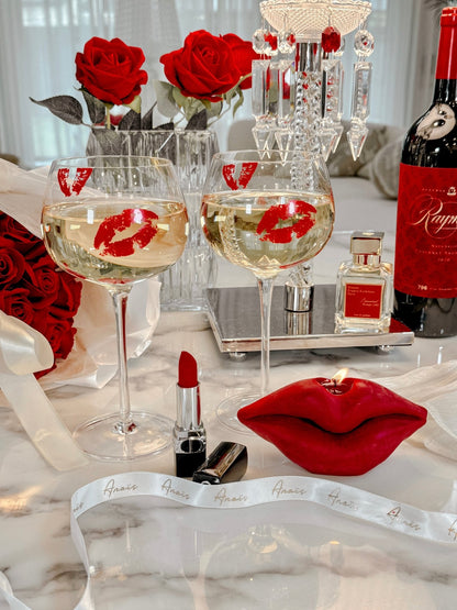 ‘Kiss Me, If You Adore Me’ Glass Cup Set of 2