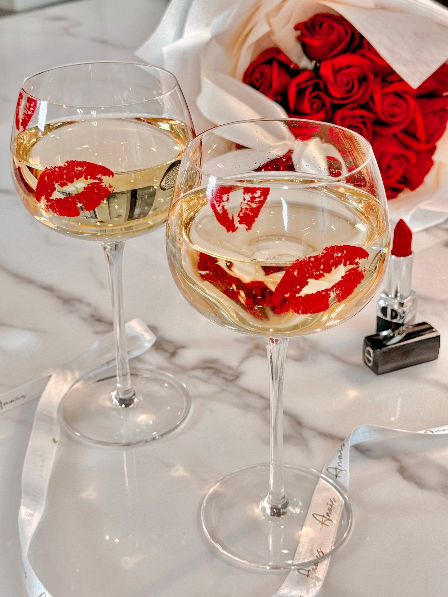 ‘Kiss Me, If You Adore Me’ Glass Cup Set of 2