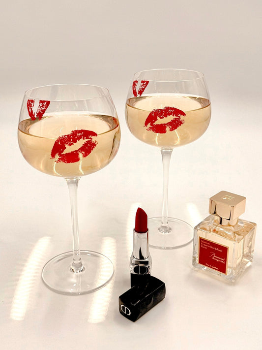 ‘Kiss Me, If You Adore Me’ Glass Cup Set of 2