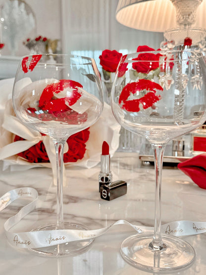 ‘Kiss Me, If You Adore Me’ Glass Cup Set of 2