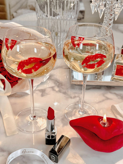 ‘Kiss Me, If You Adore Me’ Glass Cup Set of 2