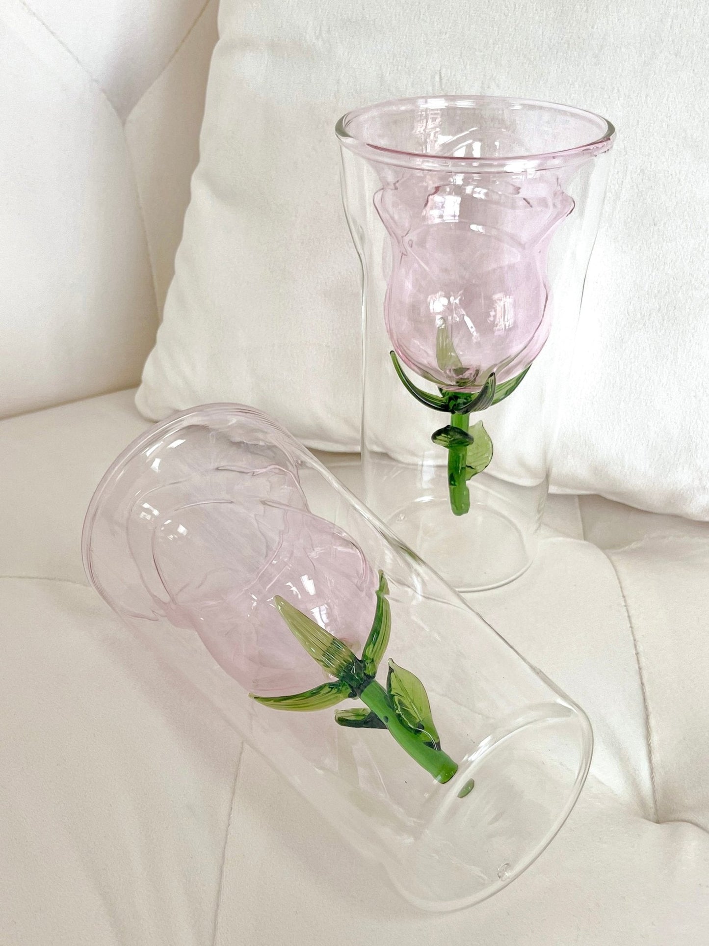 Enchanted Rose Glass Cup Set of 2