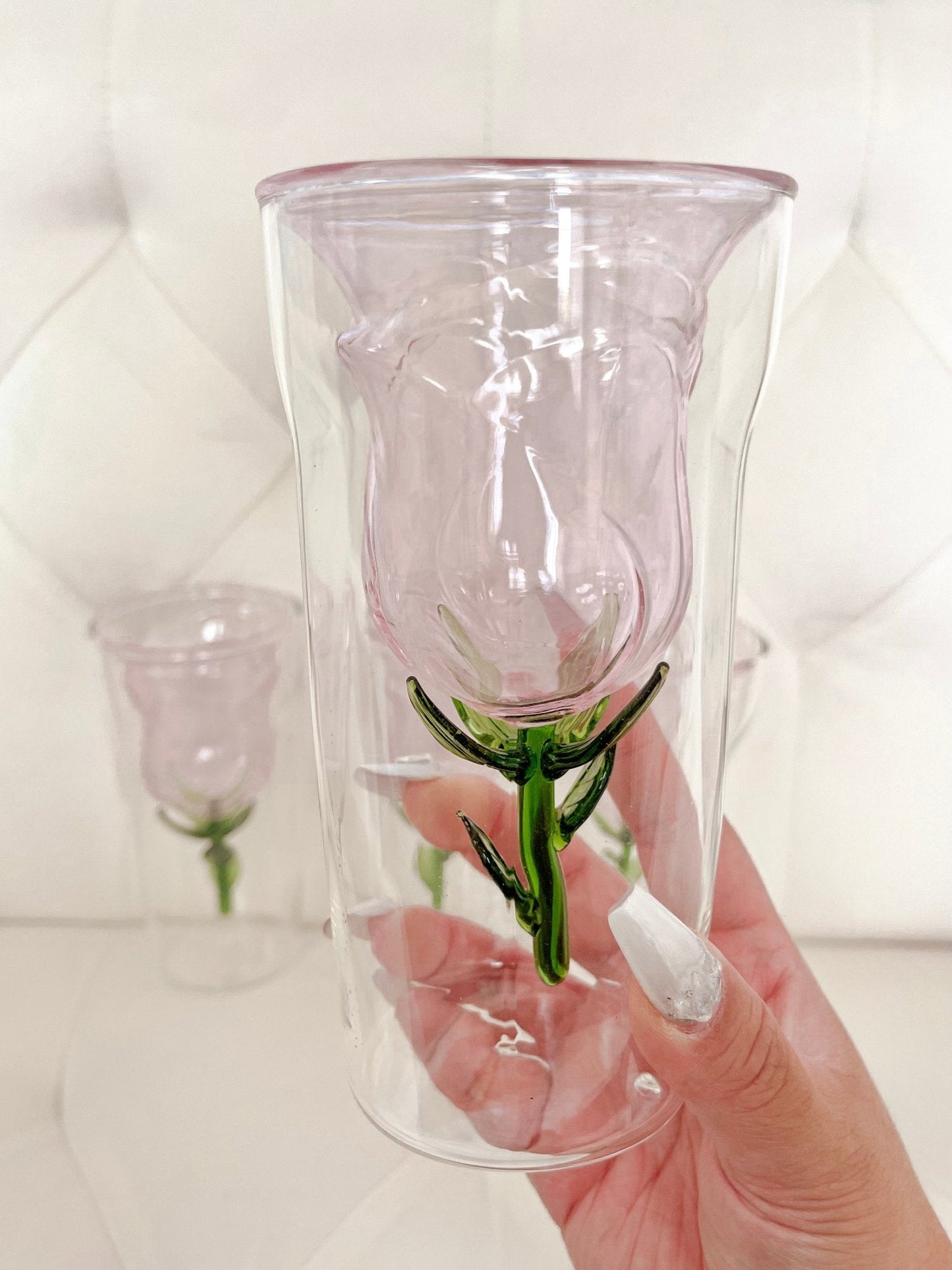 Enchanted Rose Glass Cup Set of 2