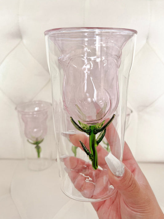 Enchanted Rose Glass Cup Set of 2