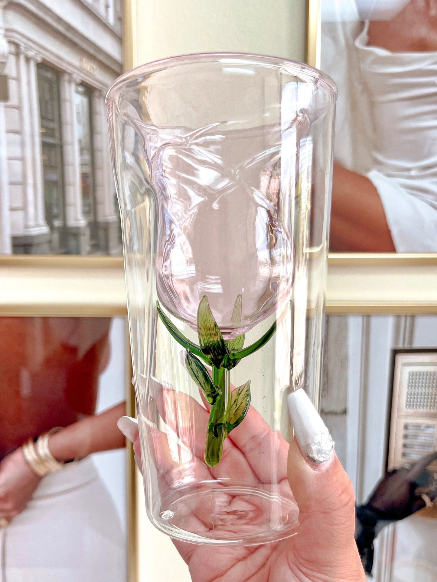 Enchanted Rose Glass Cup Set of 2