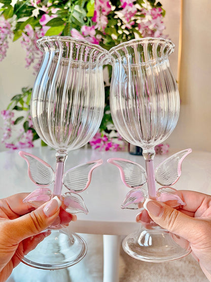 Dreamy Butterfly Wine Glass Cup Set of 2