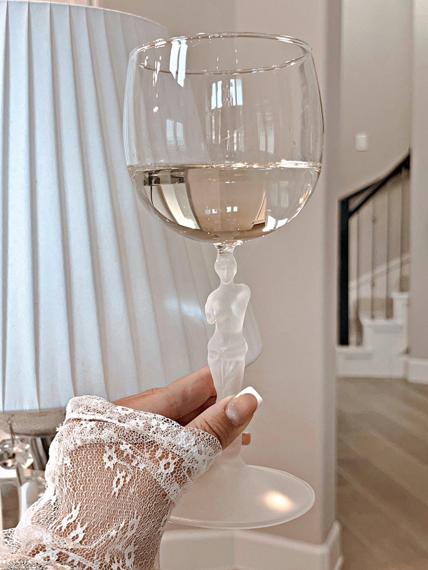Venus Goddess Sculpture Wine Flute Set of 2 - Exclusive & Handcrafted