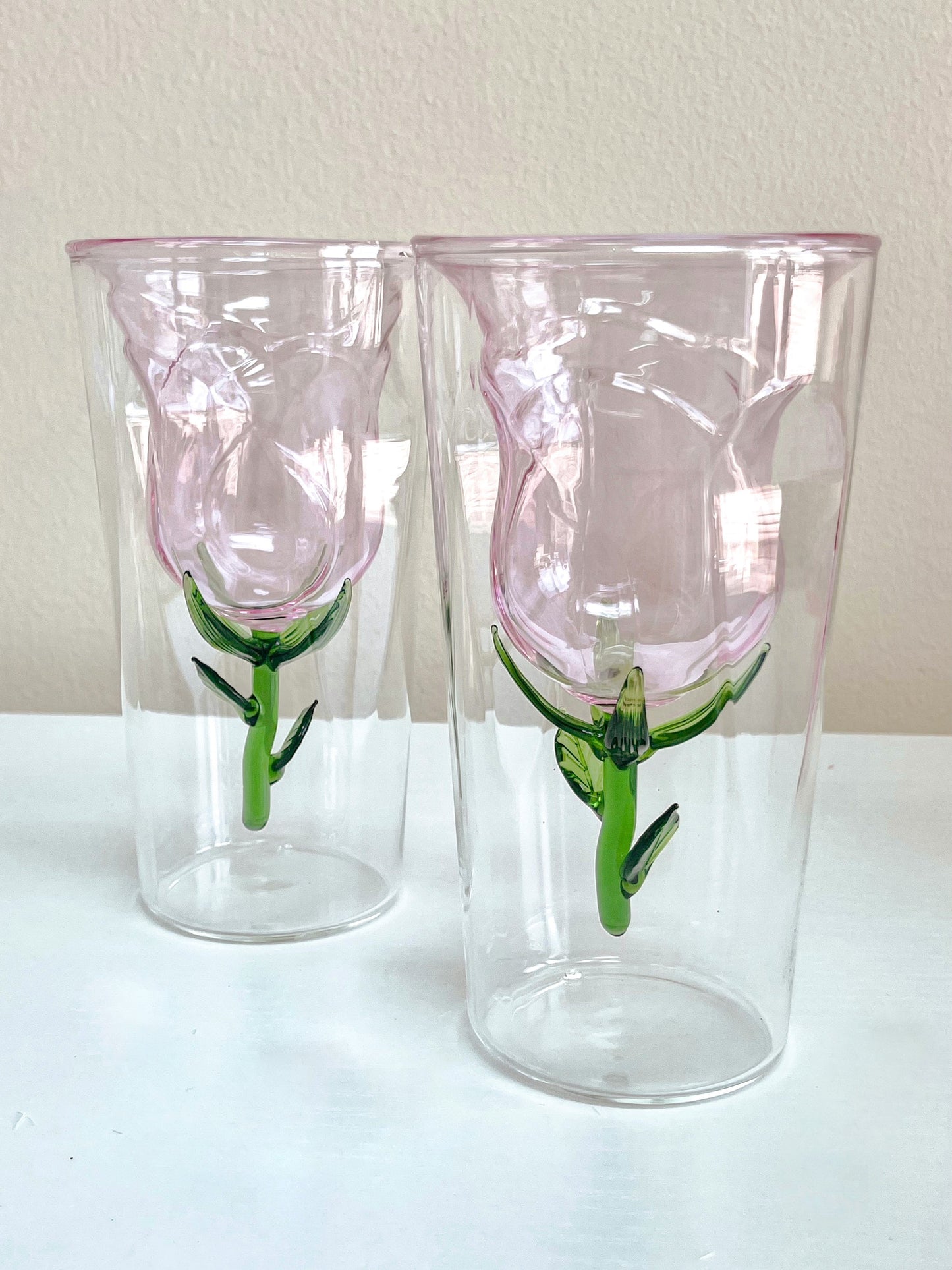 Enchanted Rose Glass Cup Set of 2