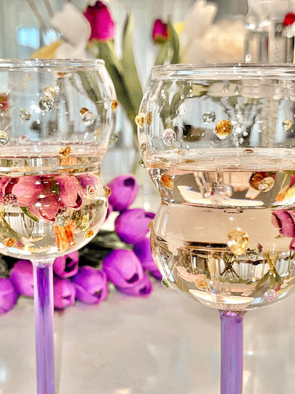 Luxurious Gemstones Glass Cup Set of 2