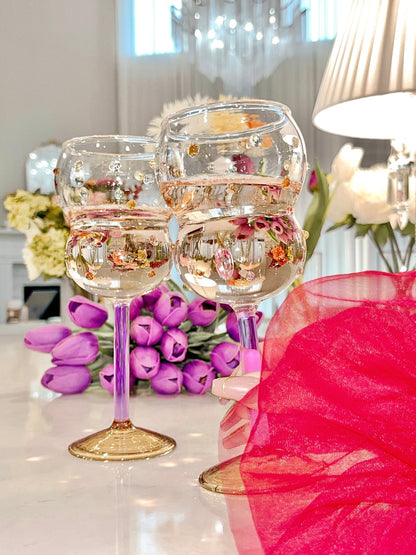 Luxurious Gemstones Glass Cup Set of 2