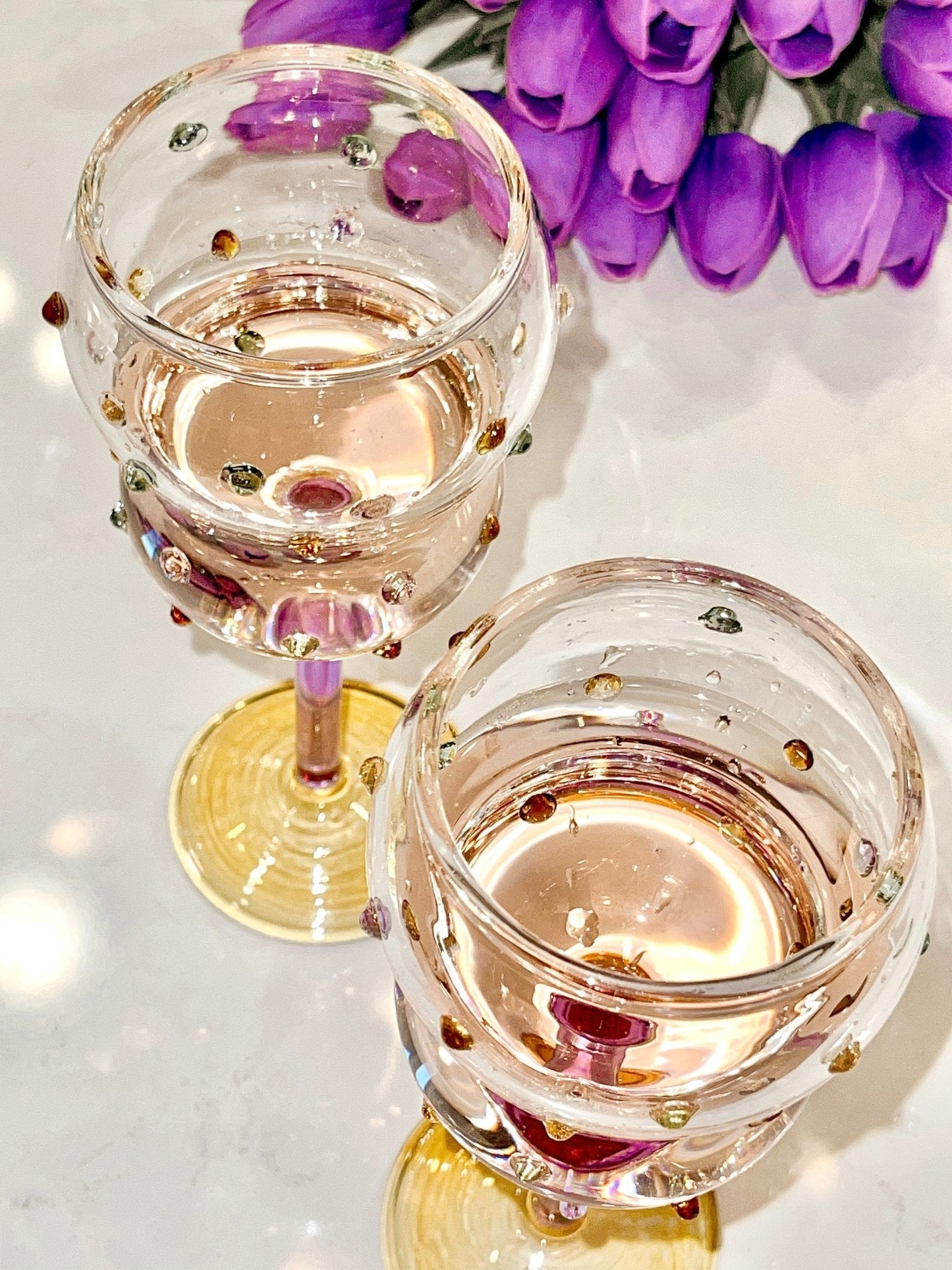 Luxurious Gemstones Glass Cup Set of 2
