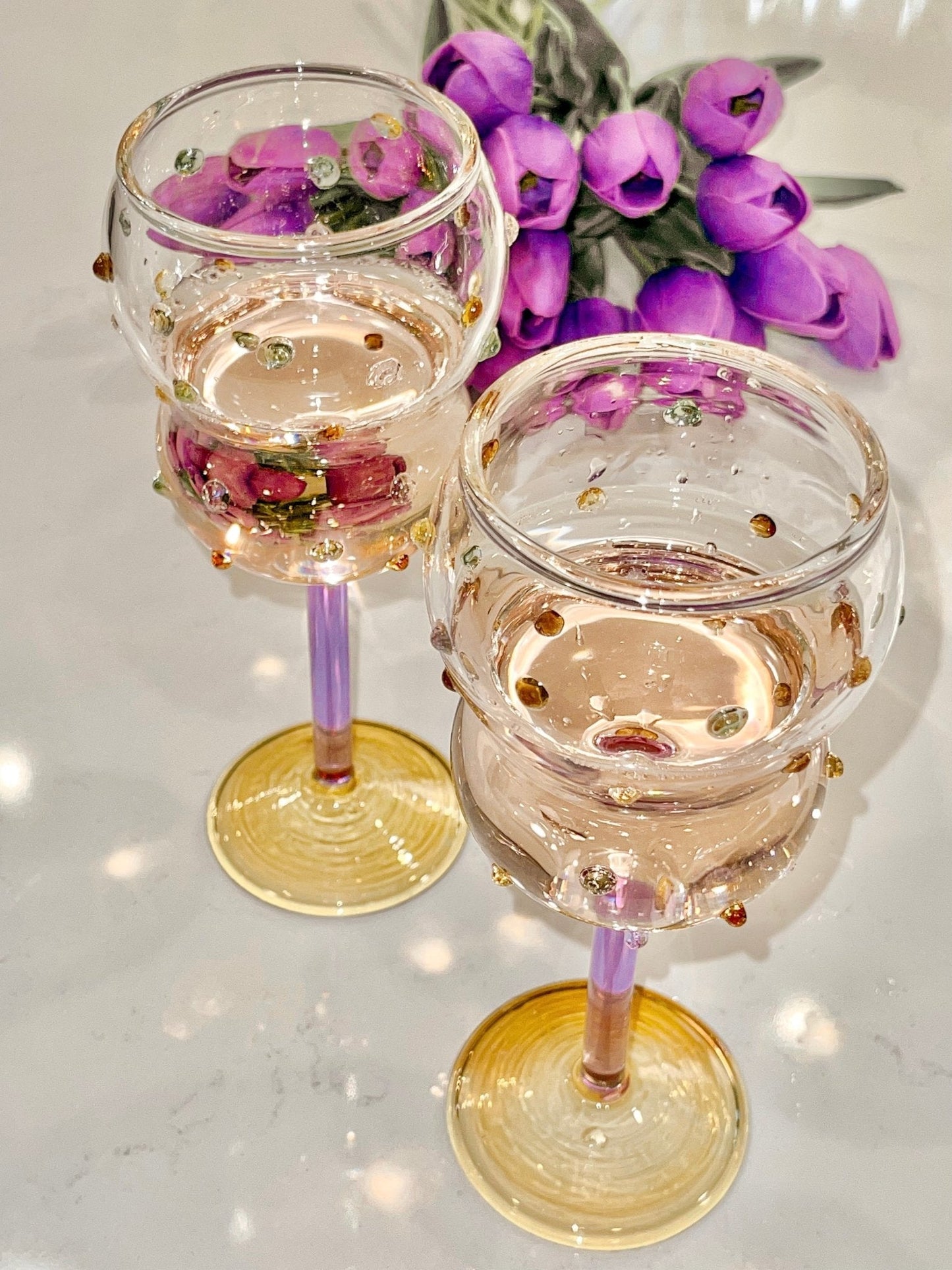 Luxurious Gemstones Glass Cup Set of 2