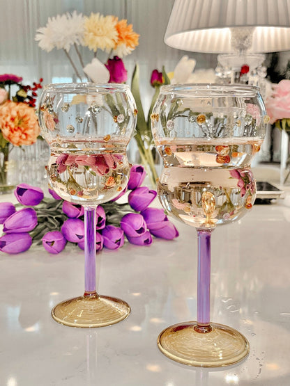 Luxurious Gemstones Glass Cup Set of 2
