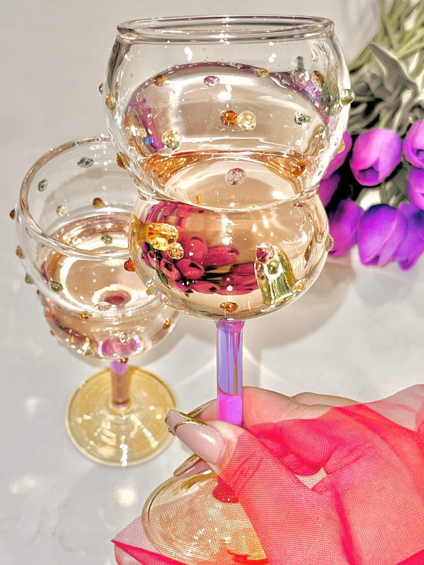 Luxurious Gemstones Glass Cup Set of 2